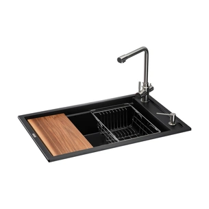 Мийка кухонна GRANADO Optimal Artes black shine (+ змішувач Badalona LUX inox + дозатор Redondo inox + ко (ksg1201) зображення 1