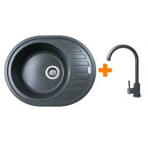 Мийка кухонна Adamant Ovum графіт + змішувач (1824296910413) зображення 1