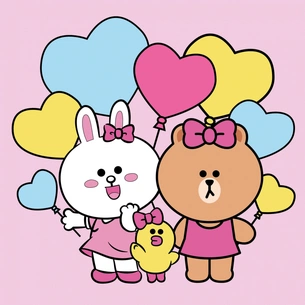 Картина по номерам Santi Лайн Френдс. Коні Саллі Чоко та повітряні кульки 25х25 см LED підсвітка (955017) изображение 1