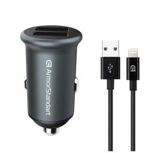 Зарядний пристрій Armorstandart 2xUSB QC3.0 Grey + cable Lightning (ARM82458) зображення 1