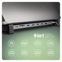 Концентратор AXAGON USB-C 9-in-1 4xUSB 3.2 + 2xUSB-C + HDMI + SD/TF + RJ45 1000Mbps + PD 100W black/gray (HMC-10HLS) - зменшене зображення 2