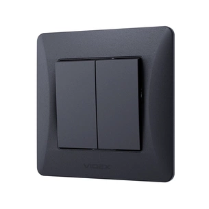 Вимикач Videx BINERA 2кл чорний графіт (VF-BNSW2-BG) зображення 1