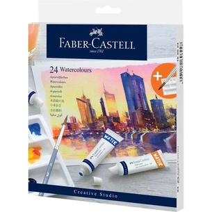 Акварельные краски Faber-Castell Castell Watercolours 24 кольори в тубах по 9 мл + палітра та пензлик, 169624 (31935) изображение 1