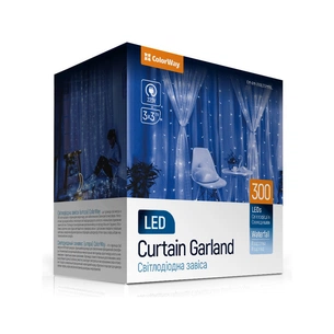 Гірлянда ColorWay штора водоспад 3x3м 300LED 220V синя (CW-GW-300L33VWFBL) зображення 1