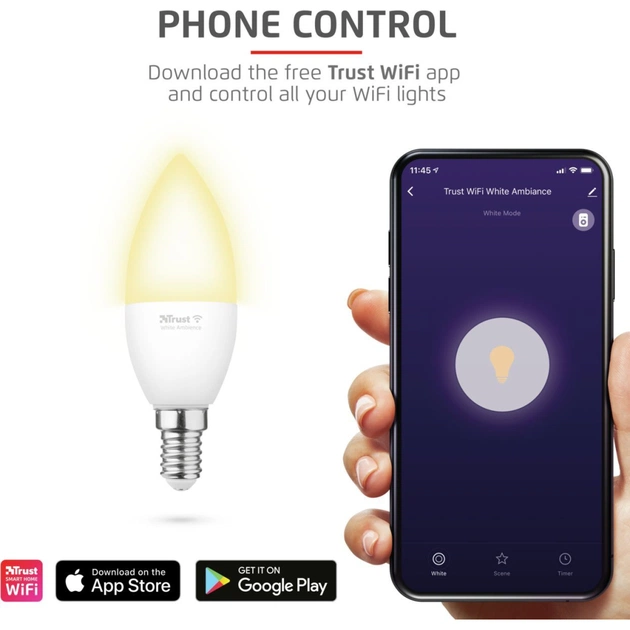 Розумна лампочка Trust E14 470 Lumen, 1800-6500k, white (71284_TRUST) - picture 6