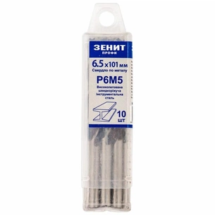 Свердло Зеніт "ПРОФІ" Р6М5 по металу 6.5х101 мм (10 шт) (30200065) зображення 1
