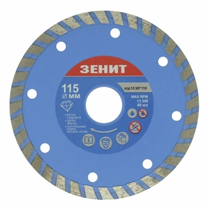 Диск пильний Зеніт алмазний ТУРБО 115x7 мм (15307115) зображення 1