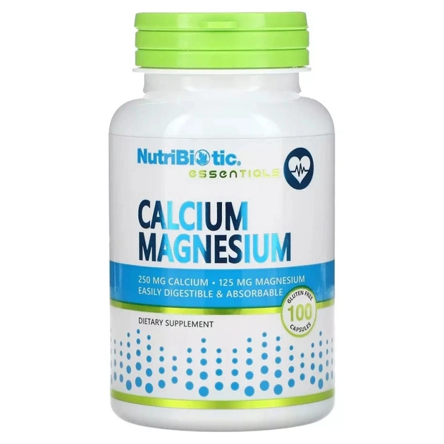 Мінерали NutriBiotic Кальцій та Магній, Calcium Magnesium, 100 капсул (NBC-00610) - изображение 1