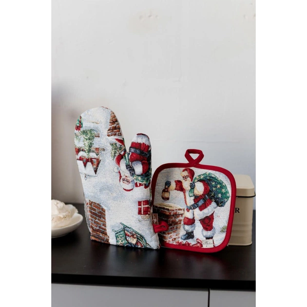 Кухонна прихватка Прованс Рукавиця гобеленова з велюром Снігова зима 32х16 см (037841) - picture 4