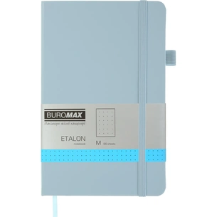 Книга записна Buromax Etalon 125x195 мм 96 аркушів в точку обкладинка зі штучної шкіри Блакитна (BM.291360-14) зображення 1