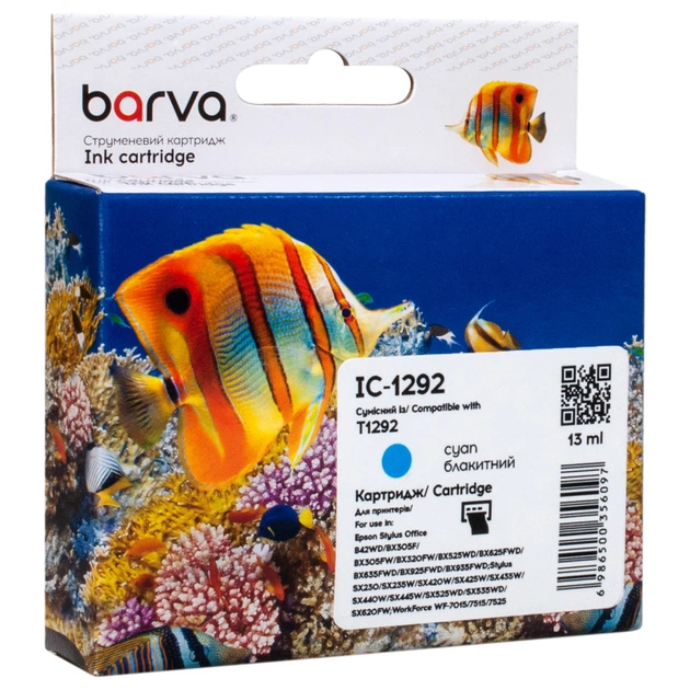 Картридж Barva Epson T1292 (C13T12924011/C13T12924012) 500ст, cyan (IC-1292) - изображение 1
