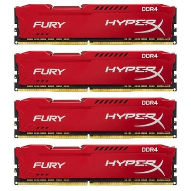 Модуль пам'яті для комп'ютера DDR4 64GB (4x16GB) 2400 MHz HyperX FURY Red Kingston Fury (ex.HyperX) (HX424C15FRK4/64) - зображення 1