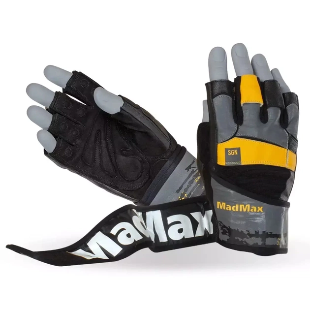 Рукавички для фітнесу MadMax MFG-880 Signature Black/Grey/Yellow XXL (MFG-880_XXL) - изображение 1