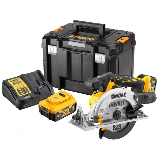 Дискова пила DeWALT 18В XR Li-lon, 2x5Ah, диск 165х20 мм, 2.8 кг, TSTAK (без АКБ та ЗП) (DCS565P2) - picture 1