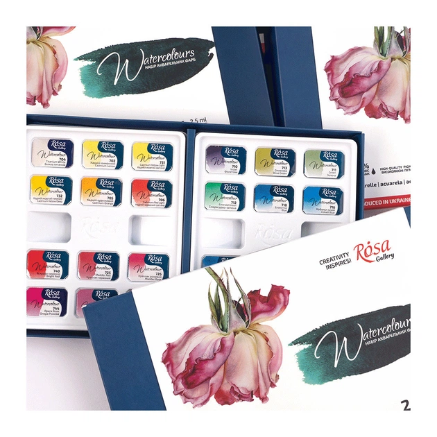 Акварельні фарби Rosa Gallery Bontanical, 24 кольри по 2,5 мл (4823098541134) - picture 4