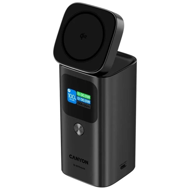 Батарея універсальна Canyon 15000mAh OnPower 150 Qi2 magnetic Grey (CNS-CPB150DG) - зображення 4
