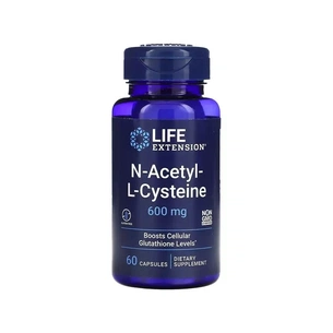 Амінокислота Life Extension N-ацетил-L-цистеїн, 600 мг, NAC N-Acetyl-L-Cysteine, 60 капсул (LEX-15436) зображення 1