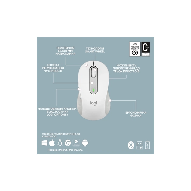 Комплект Logitech MK950 Bluetooth/Wireles UA Off-White (920-012491) - picture 9