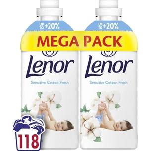 Кондиціонер для білизни Lenor Для чутливої шкіри Свіжість бавовни 2 х 1.239 л (8700216880824) изображение 1