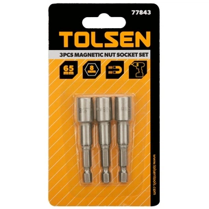 Головка магнітна Tolsen 8 мм 1/4"х65 мм 3 шт (77843) зображення 1