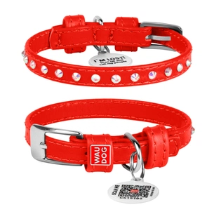 Нашийник для тварин WAUDOG Glamour з QR-паспортом з стразами М Ш 20 мм Д 30-39 см червоний (32783) зображення 1