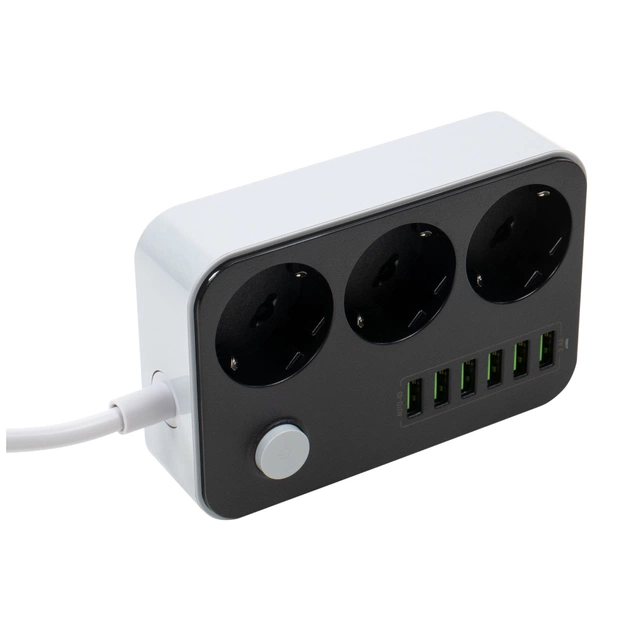 Мережевий фільтр живлення ColorWay CW-CHЕ36B, 3 розетки/6USB Black 1.8M (CW-CHE36B) - picture 3