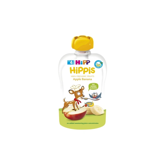 Дитяче пюре HiPP Organic HiPPiS Pouch Яблуко-банан, 100 г (9062300133711) - изображение 1