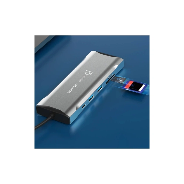 Концентратор J5create USB-C 9-in-1 2xUSB 3.2 + 2xUSB-C PD + 2xHDMI 4K + DisplayPort + SD/TF + RJ45 1000Mbps gray (JCD397-N) - picture 9