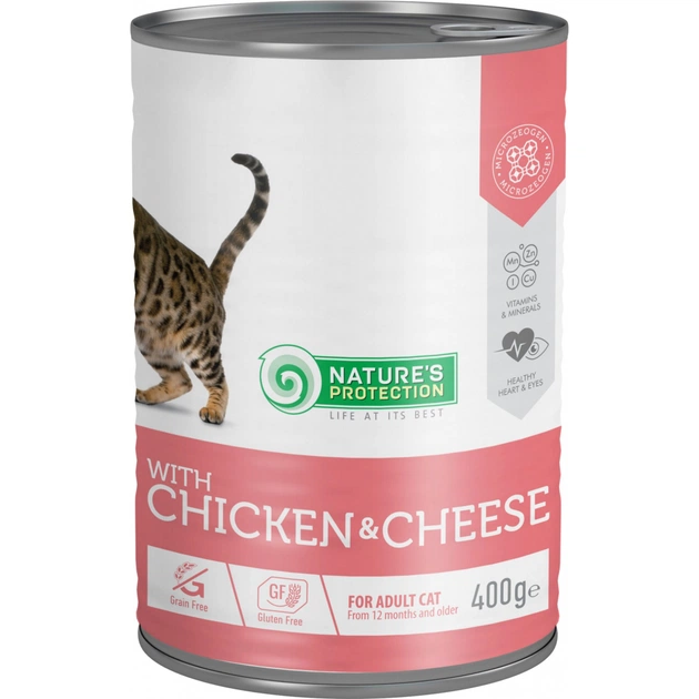 Консерви для котів Nature's Protection Adult Chicken & Cheese 400 г (KIK45608) - зображення 1