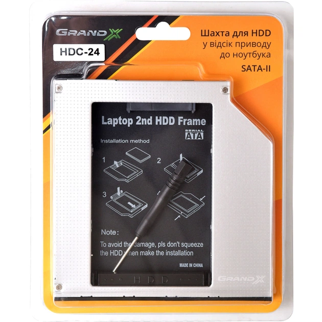 Фрейм-перехідник Grand-X HDD 2.5'' to notebook 9.5 mm ODD SATA/mSATA (HDC-24) - picture 3