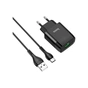 Зарядний пристрій HOCO C72Q Glorious USB QC3.0 + cable USB to USB-C 18W Black (6931474732545) - зменшене зображення 1