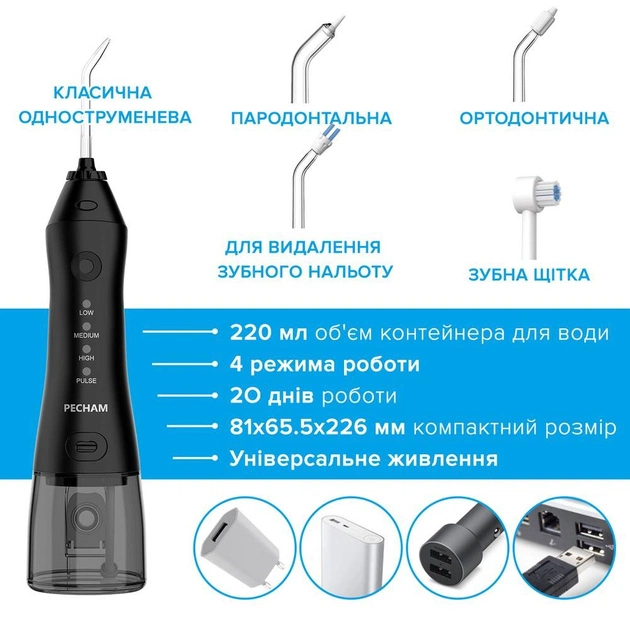 Іригатор Pecham travel black PC-1581 - зображення 11