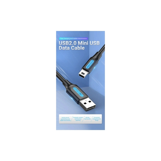 Дата кабель USB 2.0 AM to Mini 5P 2.0m black Vention (COMBH) - зображення 4