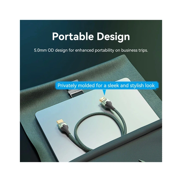 Кабель мультимедійний HDMI M to HDMI M 1.0m 8K ultra thin cotton braided green Vention (ALOGF) - зображення 5
