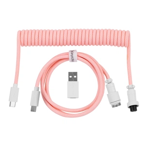 Дата кабель USB-C + USB A to USB-C 1.36m Coiled Aviator pink Keychron (CAB15_KEYCHRON) зображення 1