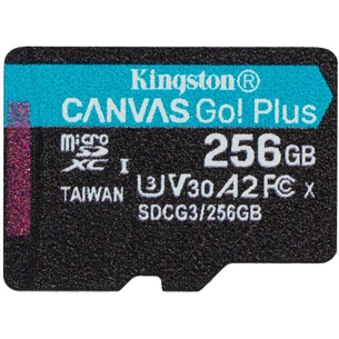 Карта пам'яті Kingston 256GB microSDXC class 10 A2 U3 V30 Canvas Go Plus (SDCG3/256GBSP) зображення 1