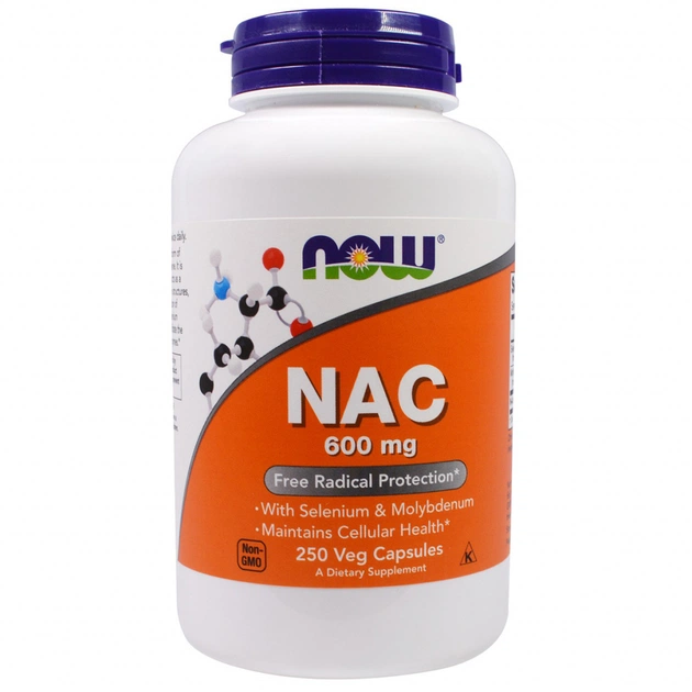 Амінокислота Now Foods NAC (N-Ацетил-L-Цистеин) 600мг, 250 гелевих капсул (NOW-00086) - зображення 1