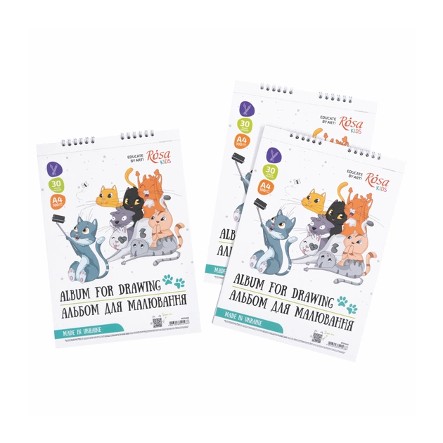 Альбом для малювання Rosa Kids на спіралі Cats Selfies А4 30 аркушів (4823098542988) - picture 3