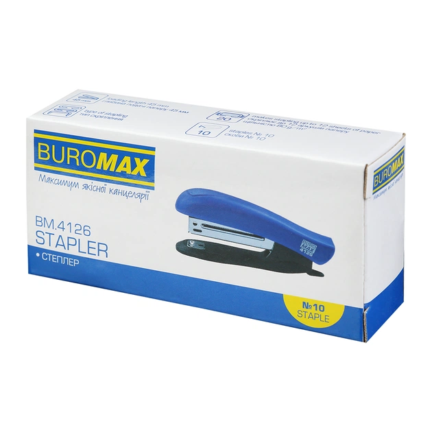 Степлер Buromax пластиковий, 12 аркушів, (скоби №10), 88 х 44 х 22 мм, чорний (BM.4126-01) - picture 5