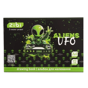 Альбом для рисования ZiBi А4 UFO, 12 листов на скобе (ZB.1421-04) изображение 1