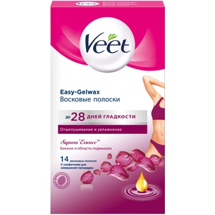 Воскові смужки Veet для чутливої шкіри пахв і лінії бікіні 14 шт. (3059944022859/4680012390922) зображення 1