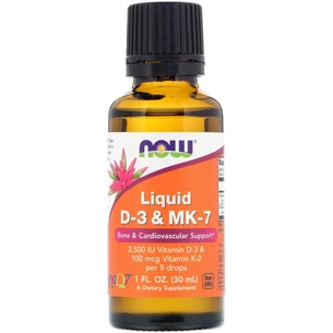Вітамін Now Foods Рідкий Вітамін D3 і MK-7, Liquid D3 & MK-7, 30 мл (1 рі. Унц (NOW-00379) зображення 1