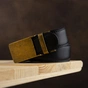 Ремінь Vintage Чоловічий з латунною прямокутною пряжкою Чорний (20332) - зменшене зображення 6