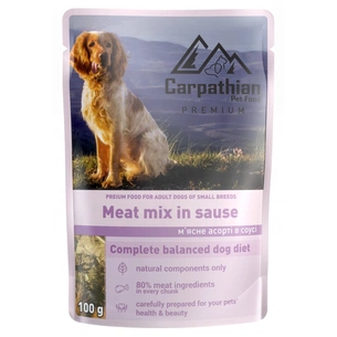 Вологий корм для собак Carpathian Pet Food м'ясне асорті в соусі 100 г (4820111141142) зображення 1
