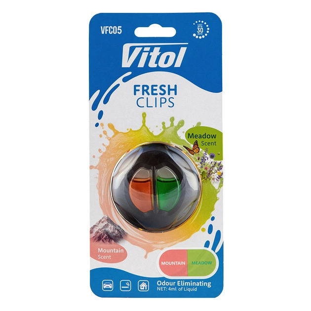 Ароматизатор для автомобіля Vitol Fresh Clips Mountain+Meadow (VFC05) - зображення 1