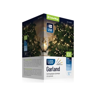 Гірлянда ColorWay LED 100 10м (8 функцій) теплий колір USB (CW-G-100L10U) зображення 1