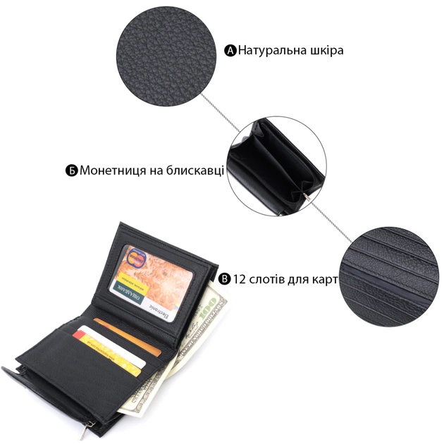 Кошелек ST Leather Из натуральной кожи Черный (22711) - изображение 4