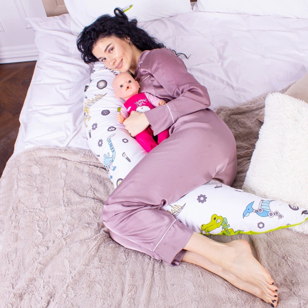 Подушка MirSon для вагітних та годування №8331 Print Line 17-0576 Dinosaur robot Бязь 30х170х20 см (2200006200567) - picture 4