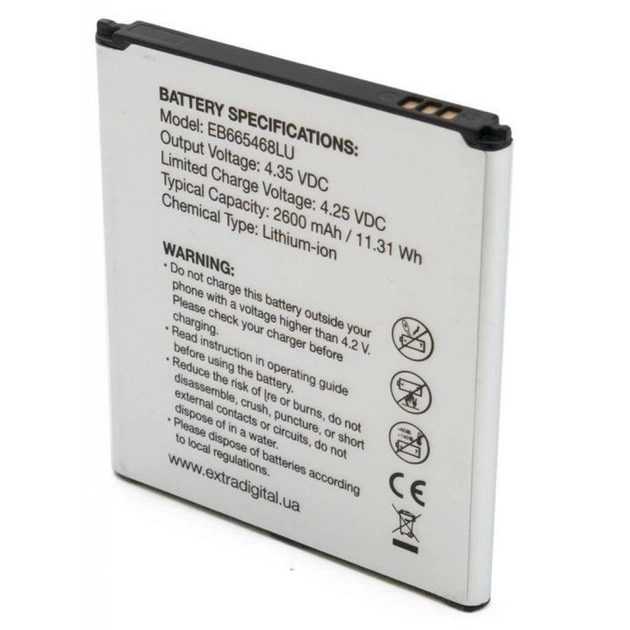 Аккумуляторная батарея Extradigital Samsung Galaxy Grand 2 Duos G7102 (2600 mAh, EB665468LU) (BMS6417) - изображение 4