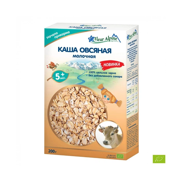 Дитяча каша Fleur Alpine молочна Organic Вівсяна 200 г (4006303005601) - зображення 1